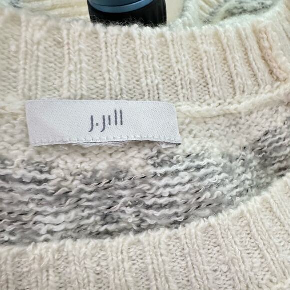 J.Jill Fair Isle Crew Neck Sweater Womens Size XL Barley Ivory Gray Pullover - Picture 6 of 8